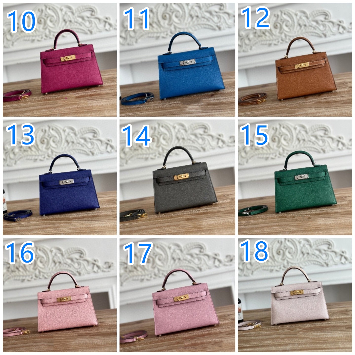 ハーフ手縫い　エルメス　Hermes Mini kelly 2 　可愛いミニケリー2　外縫い　ハンドバッグ　ショルダーつき　33色/金具色お選びでき - 画像 3