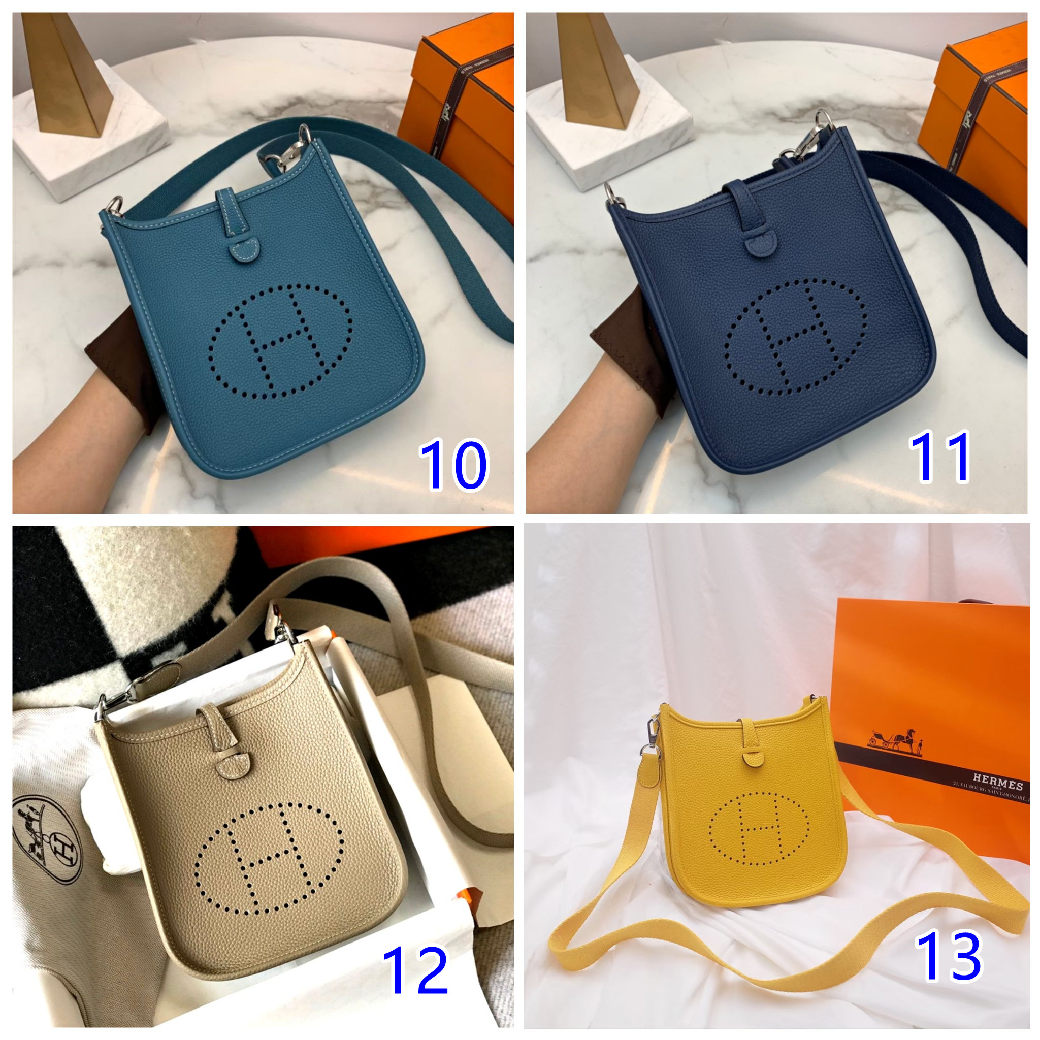 ハーフ手縫い エルメス Hermes Evelyne Mini エルメスエブリンミニ TPM 16 14色 シルバー/ゴールド金具お選び ショルダーバッグ 同色ストラップ - 画像 2
