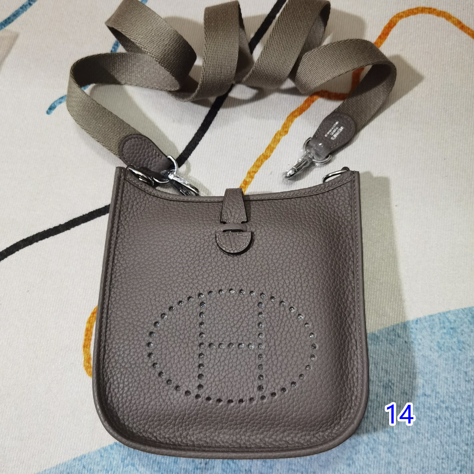 ハーフ手縫い エルメス Hermes Evelyne Mini エルメスエブリンミニ TPM 16 14色 シルバー/ゴールド金具お選び ショルダーバッグ 同色ストラップ - 画像 3