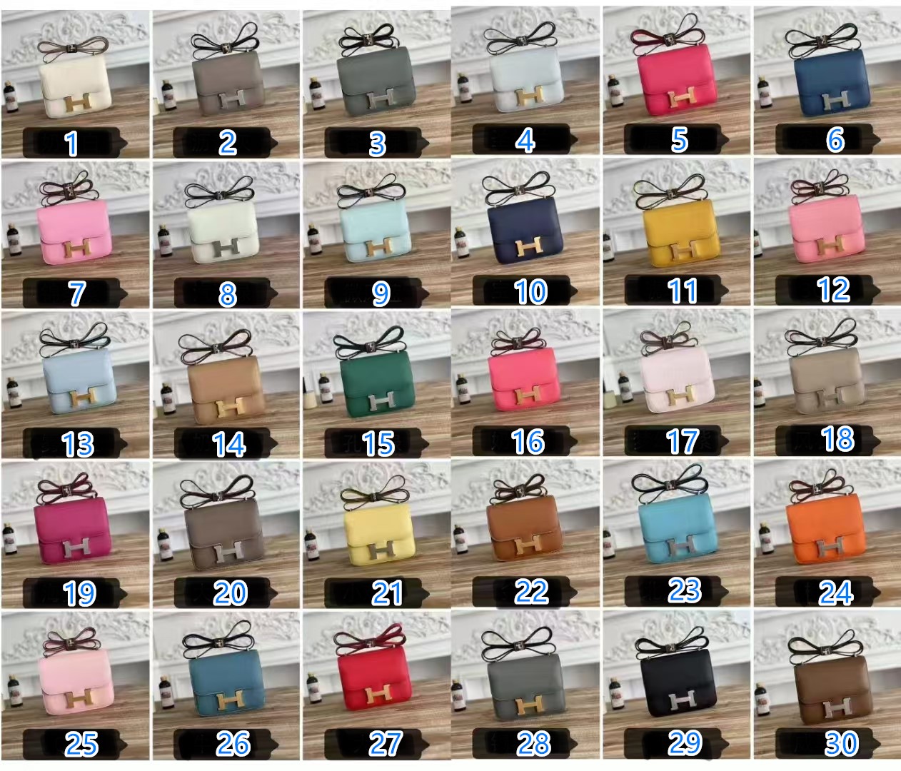 お出かけ便利?ハーフ手縫い　エルメス　hermes Constancemini Constance24　コンスタンスミニ　コンスタンス24　レディース　バッグ　ショルダーバッグ　肩掛けバッグ　30色在庫　シルバー/ゴールド金具 - 画像 1