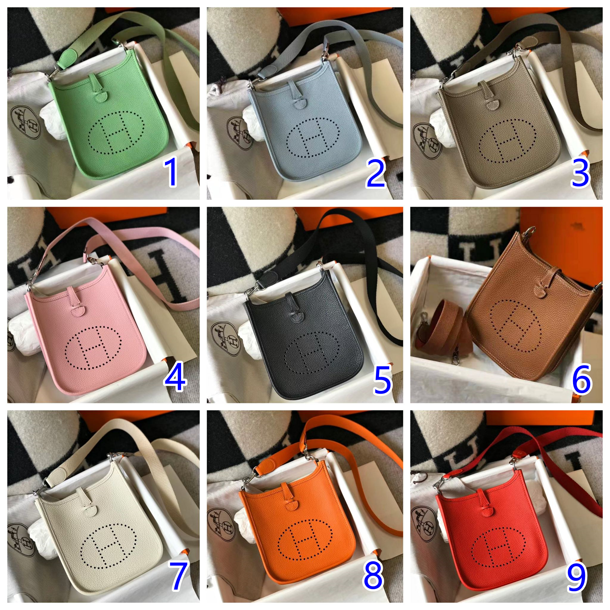 国内発送エルメスEvelyne Mini　エルメスエブリンミニ TPM 16　ハーフ手縫い　 14色　シルバー/ゴールド金具お選び　ショルダーバッグ　同色ストラップ スーパーコピー安全なサイト