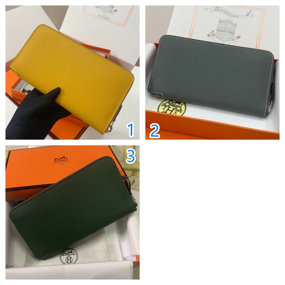 新色!!入荷　エルメス　シンプル長財布　アザップ ロング シルクイン　札入れ　小銭入れ　ラウンドファスナー　ヴォーエプソン
