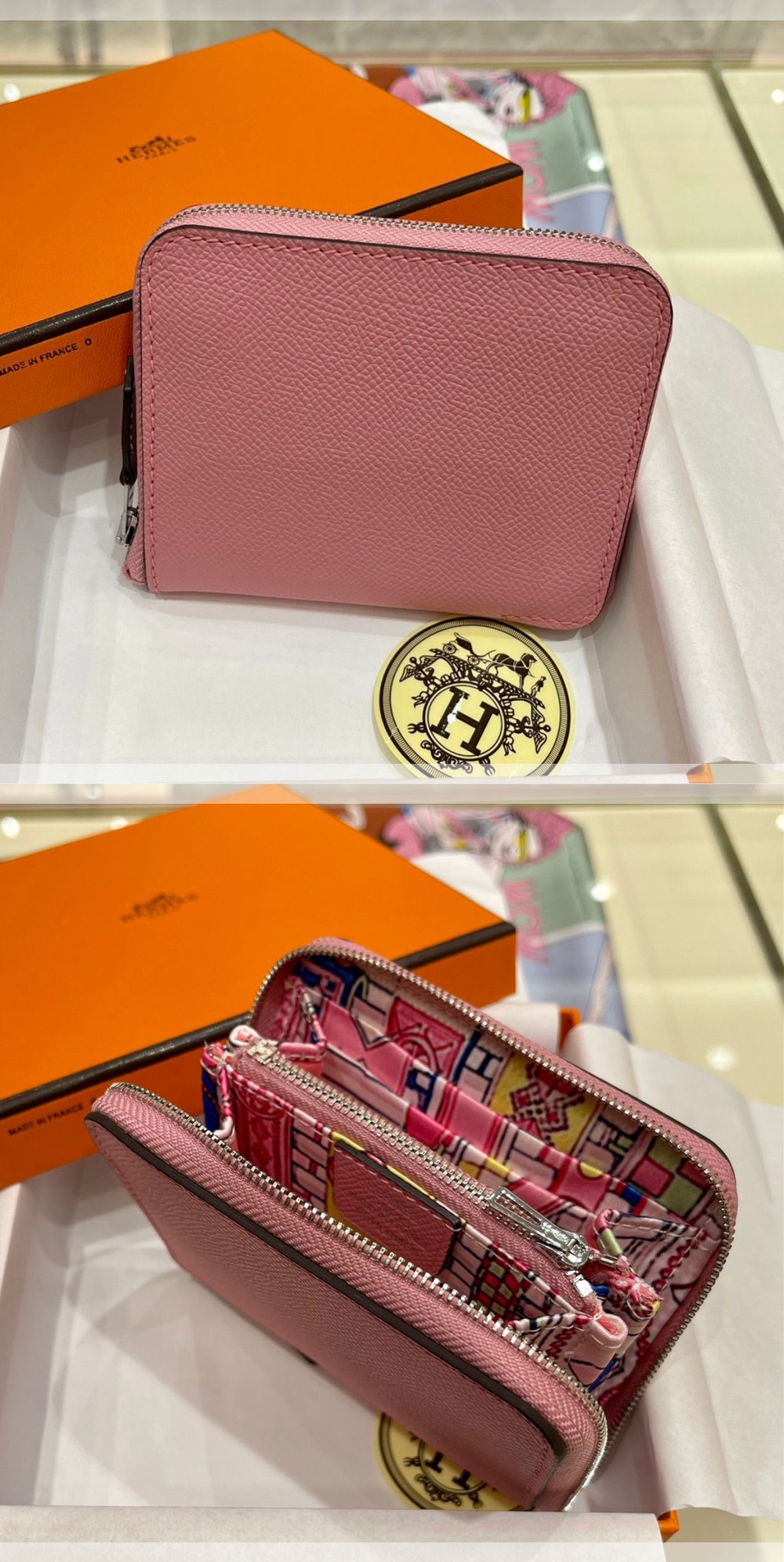 Hermes エルメス アザップ シルクイン コンパクト Azap Silkin Compact エプソン×シルク レディース ファスナー財布 - 画像 3