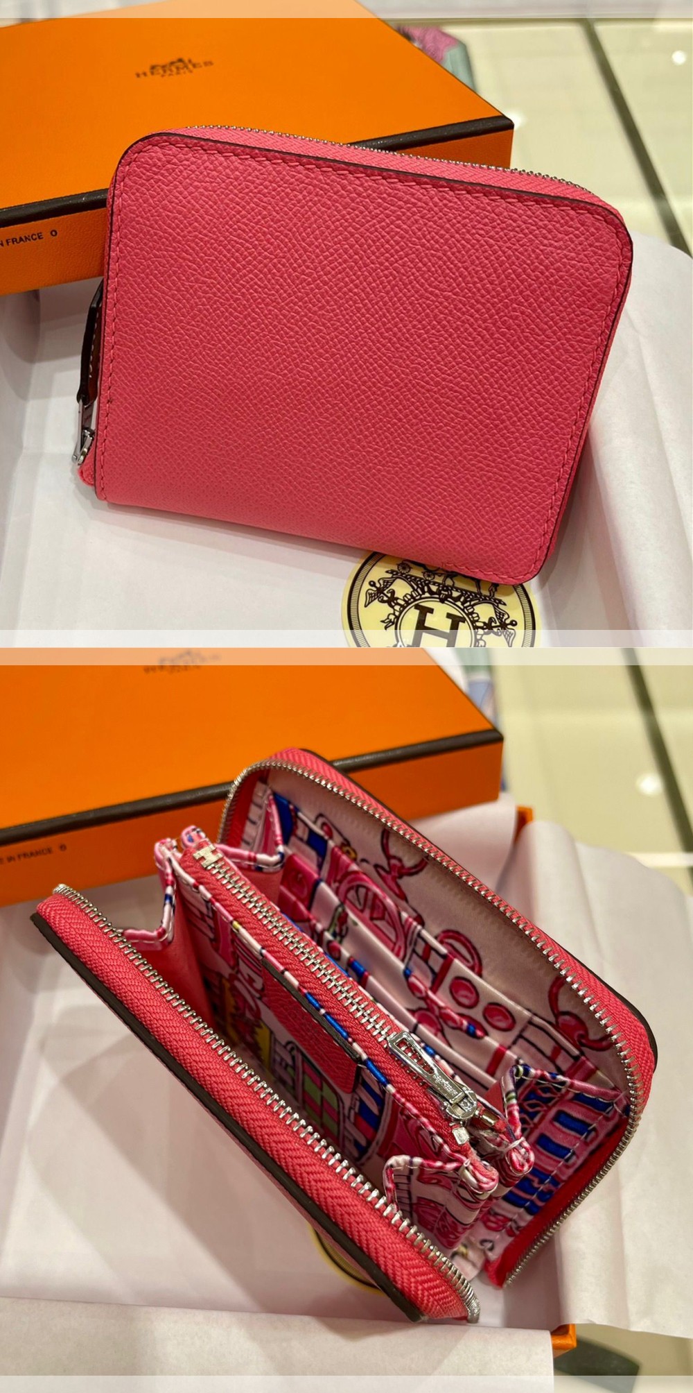 Hermes エルメス アザップ シルクイン コンパクト Azap Silkin Compact エプソン×シルク レディース ファスナー財布 - 画像 4