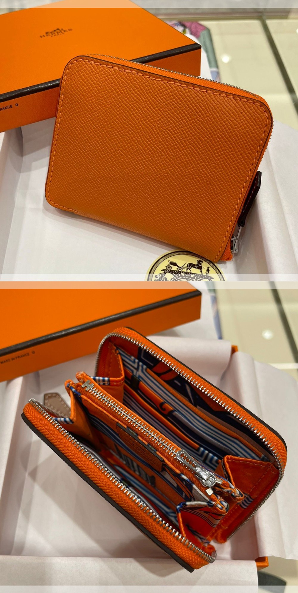 Hermes エルメス アザップ シルクイン コンパクト Azap Silkin Compact エプソン×シルク レディース ファスナー財布 - 画像 8