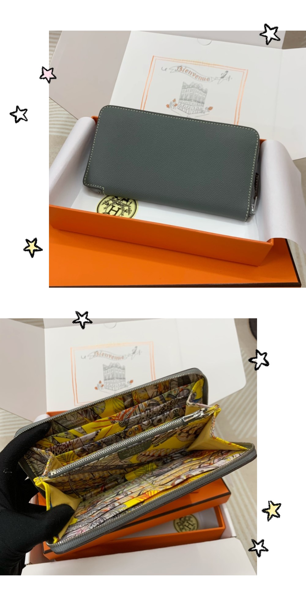 新色!!入荷 Hermes エルメス シンプル長財布 アザップ ロング シルクイン 札入れ 小銭入れ ラウンドファスナー ヴォーエプソン - 画像 6