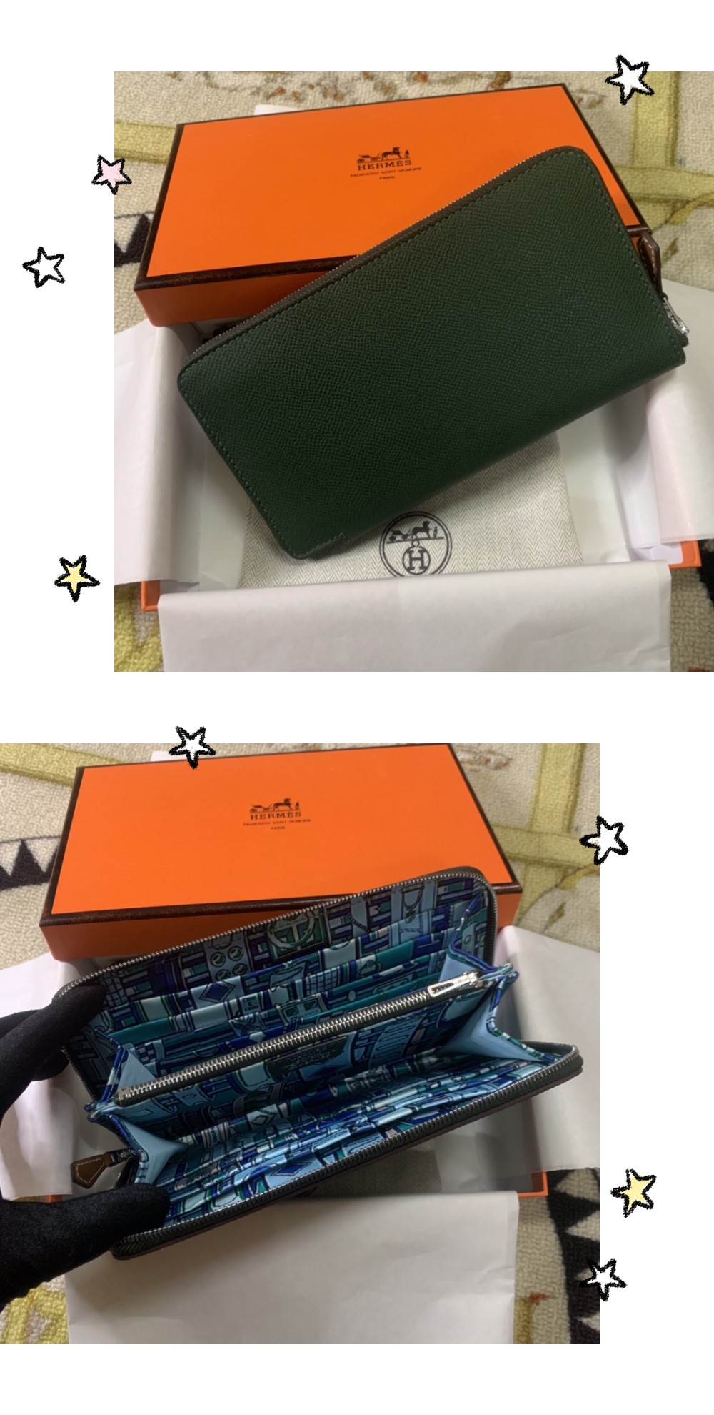 新色!!入荷　Hermes　エルメス　シンプル長財布　アザップ ロング シルクイン　札入れ　小銭入れ　ラウンドファスナー　ヴォーエプソン - 画像 7