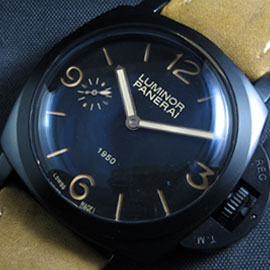 魅力腕時計 PANERAI LUMINOR 1950 PVD Asain 21600振動 手巻き シースルーバック