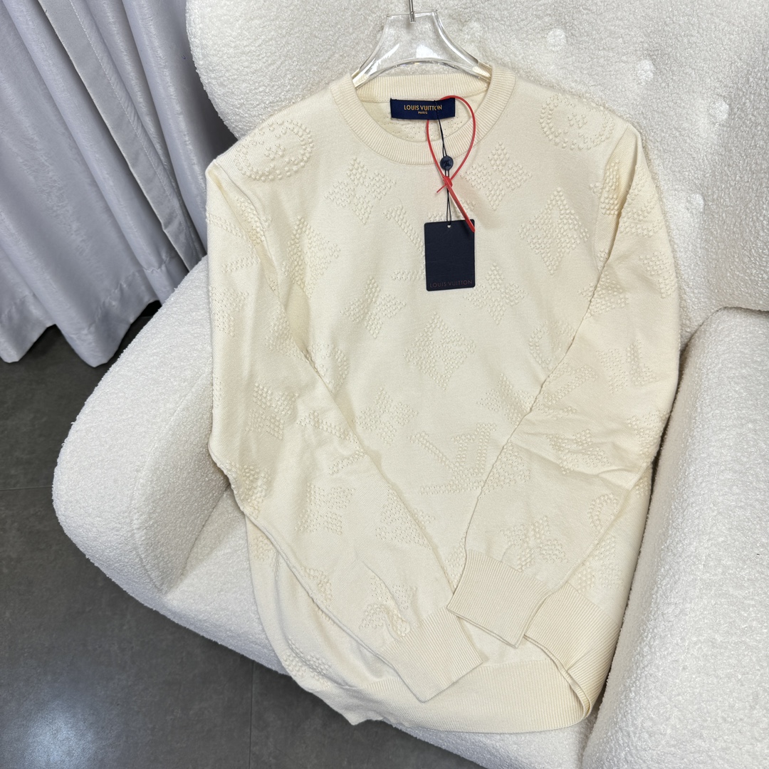 ルイヴィトン セーター 白 S  M  L  XL  XXL mu1 スーパーコピー 服実物の写真 N品