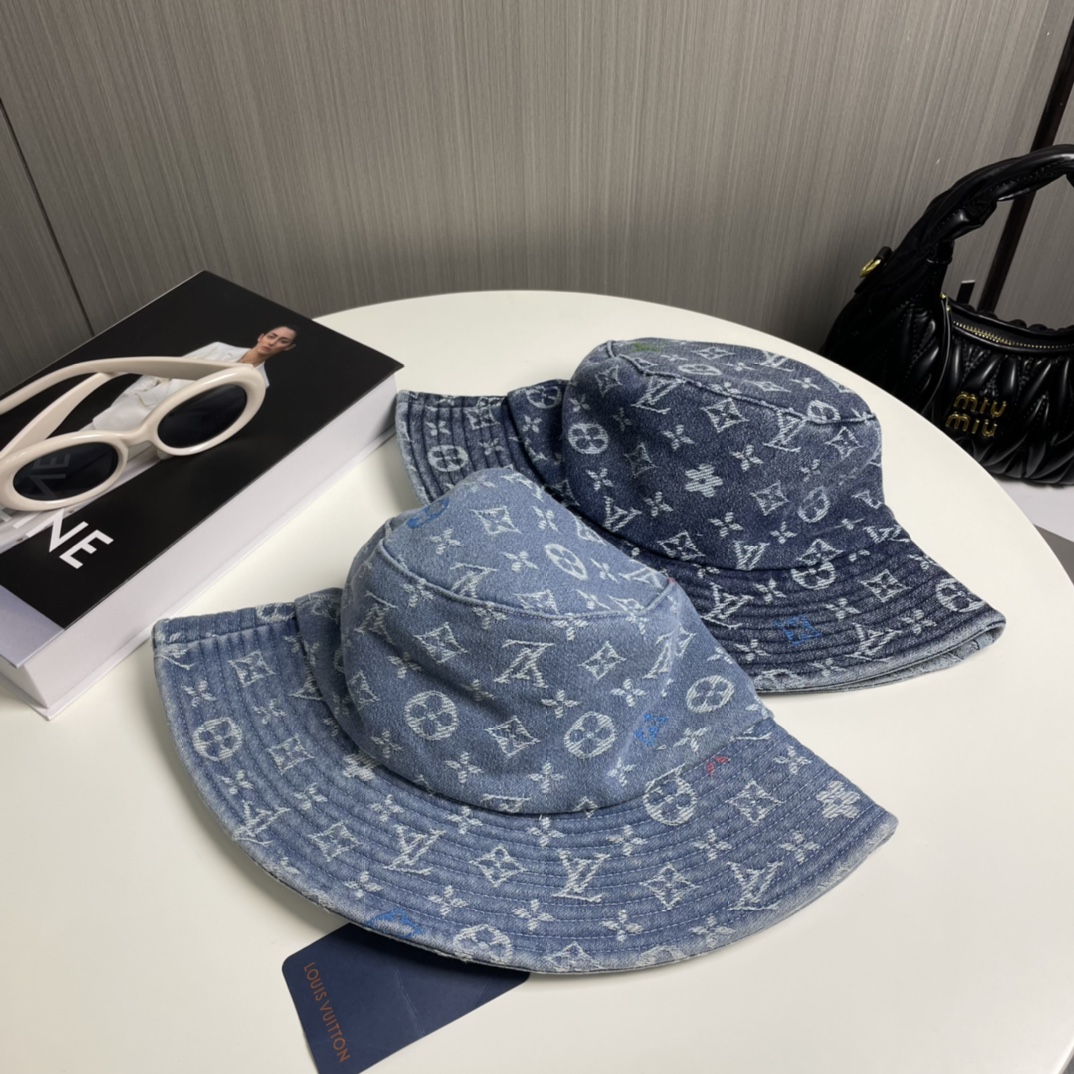 定番2色ルイヴィトLouis Vuitton スーパーコピー デニム バケットハット LV 帽子後払い 国内発送 N品安全必ず届く