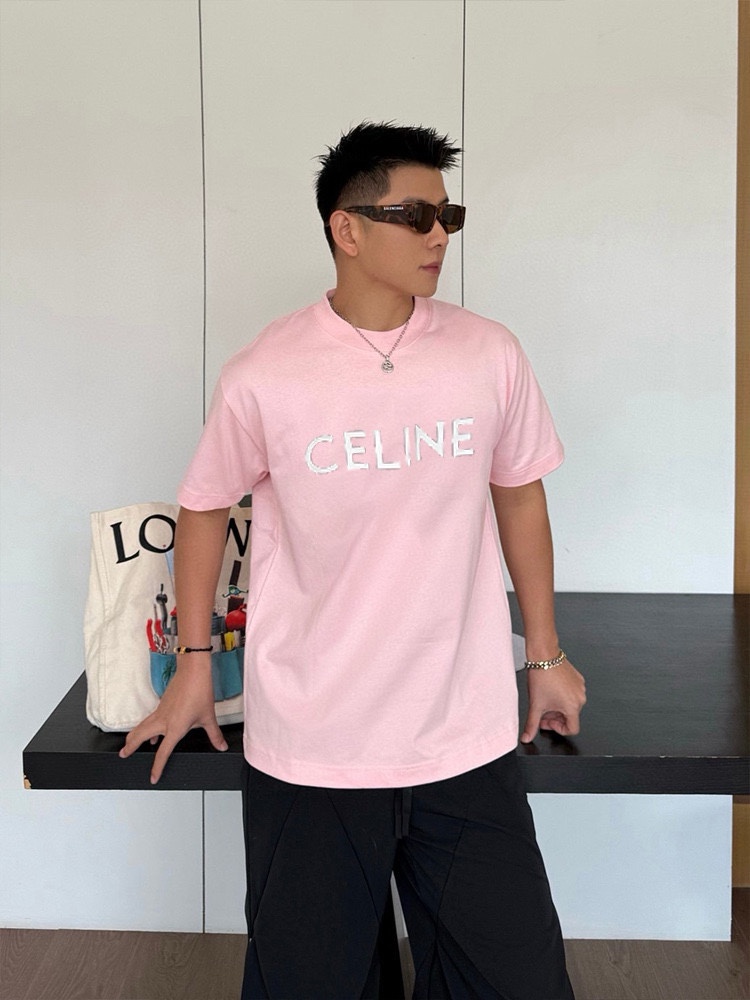 3色 2025ssセリーヌ 半袖Tシャツ メンズ レディース S M L XL XXL CELINE文字スーパーコピー代引き新作後払い