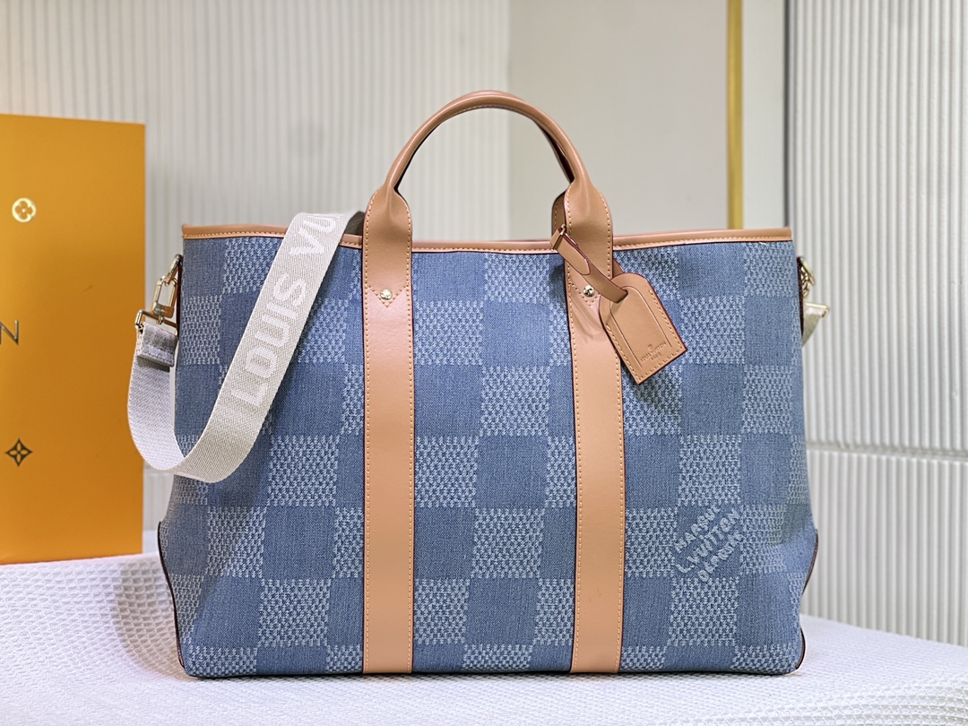 後払いルイヴィトン Damier Denim トートバッグ 3D M40702 M22537 スーパーコピーPharrell Williams Weekend Tote LVバッグ代引き国内発送