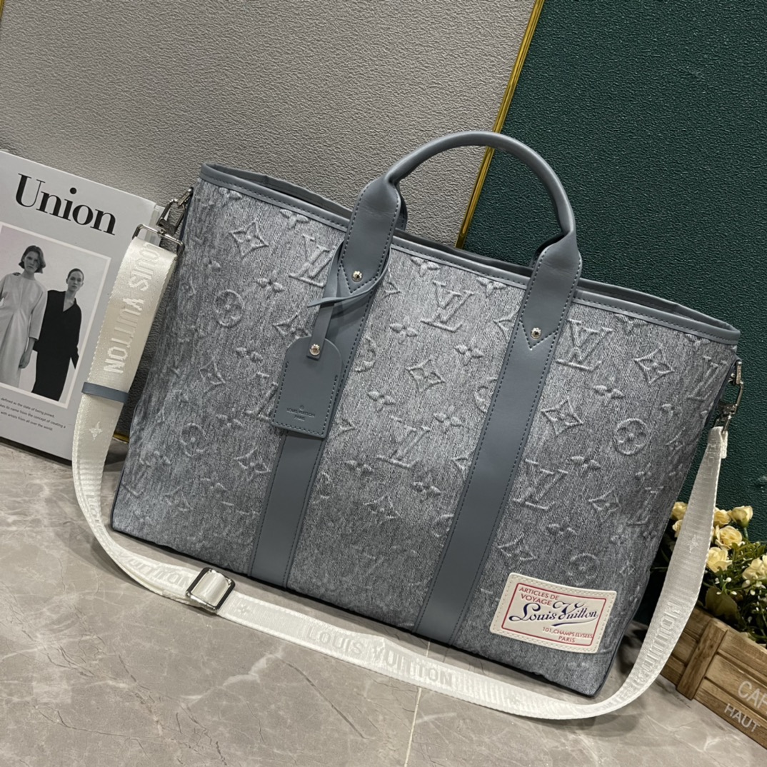 後払いルイヴィトン Damier Denim トートバッグ M22537 スーパーコピーMonogram Washed Denim Weekend Tote LVバッグ代引き国内発送