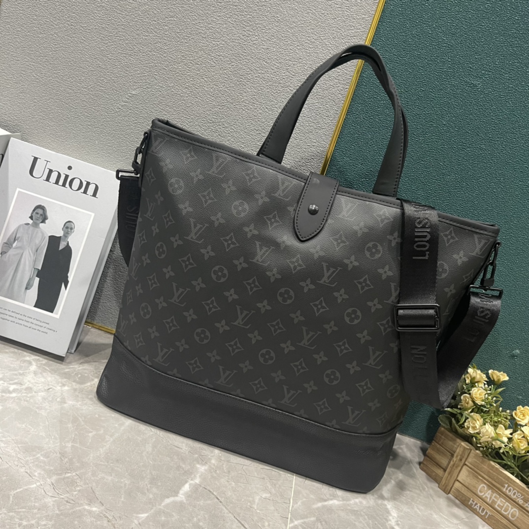 後払いルイヴィトン M45914トートバッグ Saumur Tote Monogram Eclipse スーパーコピー LVバッグ代引き国内発送